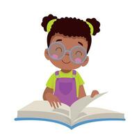 cute happy girl reading a book vector