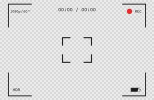 Camera interface mockup. Video camera template. Isolated photo ui. Camcorder illustration. Focus and record sign. vector