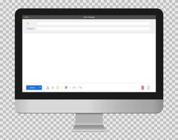 correo ventana en escritorio. correo electrónico Bosquejo en computadora pantalla. aislado realimentación formar en ordenador personal pantalla. contacto nosotros formar diseño en navegador. blanco mensaje página. vector