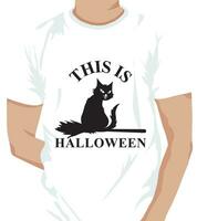 Halloween cat T-shirt design vector