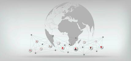 Network communication technology for global.Data network communication in the global computer networks.telecommunication, earth cryptocurrency.Vector modern technology and communication concept. vector