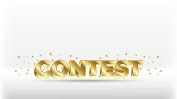 Contest banner with 3d golden text and stars vector