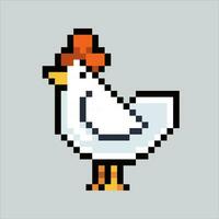 píxel Arte ilustración pollo. pixelado pollo gallina. pollo granja animal icono pixelado para el píxel Arte juego y icono para sitio web y vídeo juego. antiguo colegio retro vector