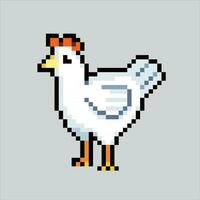 píxel Arte ilustración pollo. pixelado pollo gallina. pollo granja animal icono pixelado para el píxel Arte juego y icono para sitio web y vídeo juego. antiguo colegio retro vector