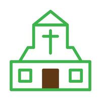 Cathedral icon duotone green brown colour easter symbol illustration. vector