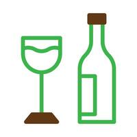 Glass wine icon duotone green brown colour easter symbol illustration. vector