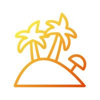 Island icon gradient yellow orange summer beach symbol illustration. vector