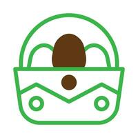 Cubeta huevo icono duotono verde marrón color Pascua de Resurrección símbolo ilustración. vector