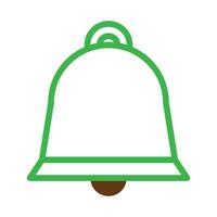 Bell icon duotone green brown colour easter symbol illustration. vector