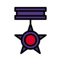 medalla icono de colores contorno rojo púrpura color militar símbolo Perfecto. vector