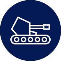 Tank icon rounded blue white colour military symbol perfect. vector