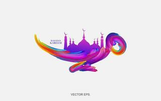 colorful abstract background with a mosque vector