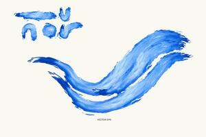 the word no is written in blue paint, Blue collection of brush stroke vector