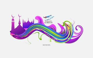 colorful abstract background with a mosque vector