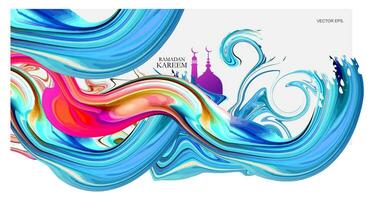 colorful abstract background with a mosque vector