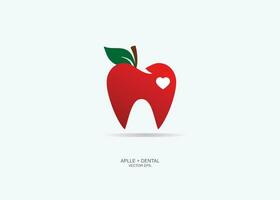 an apple with a tooth in the middle of it vector