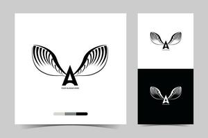 un letra un logo con alas y un negro y blanco diseño vector