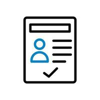 Resume icon duocolor blue black business symbol illustration. vector