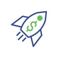 Rocket icon duotone green blue business symbol illustration. vector