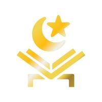 Quran icon solid gradient golden colour ramadan symbol illustration perfect. vector