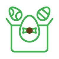 Gift egg icon duotone green brown colour easter symbol illustration. vector