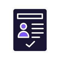 Resume icon solid purple black business symbol illustration. vector