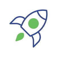 Rocket icon duotone green blue business symbol illustration. vector