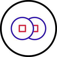 Coin icon line rounded red blue colour chinese new year symbol perfect. vector