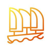 Boat icon gradient yellow orange summer beach symbol illustration vector