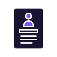 Resume icon solid purple black business symbol illustration. vector