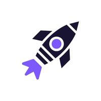 Rocket icon solid purple black business symbol illustration. vector