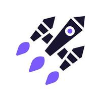 Rocket icon solid purple black business symbol illustration. vector