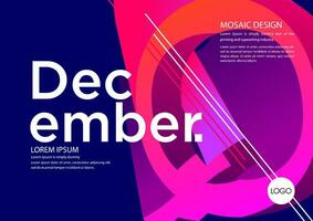 december calendar template with geometric shapes vector