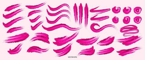 pink brush strokes set on a white background vector