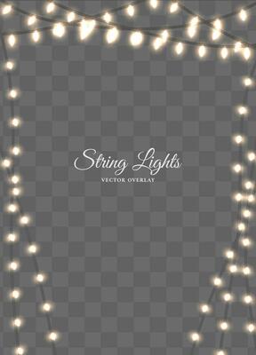 Twinkling fairy string lights overlay dark background