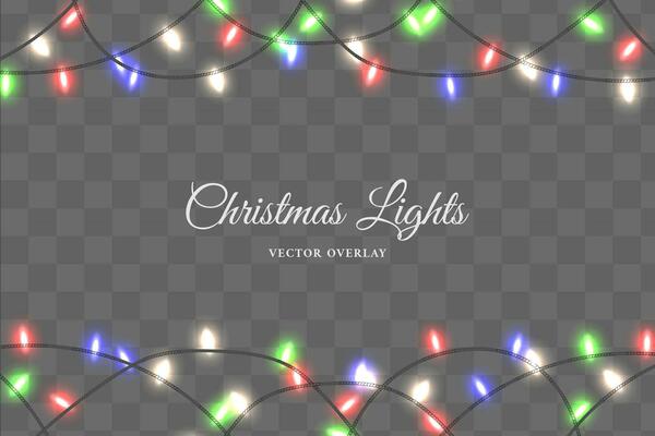 Christmas colorful string lights overlay