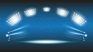 Abstract technology background stadium stage hall with scenic lights of round futuristic technology user interface Blue vector lighting empty stage spotlight background.