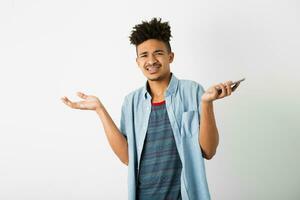 young handsome black man, african american youth photo