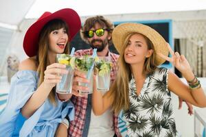 young hipster company of friends on vacation photo