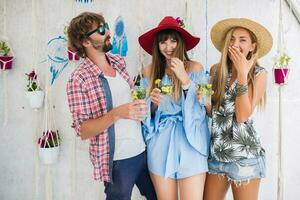 young hipster company of friends on vacation photo