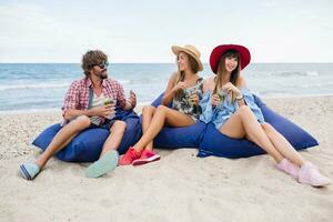 young hipster company of friends on vacation photo