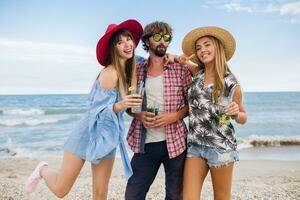 young hipster company of friends on vacation photo