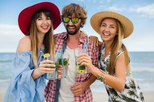 young hipster company of friends on vacation photo