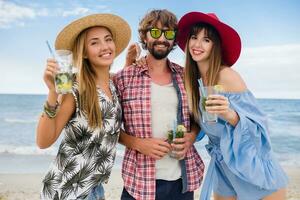 young hipster company of friends on vacation photo