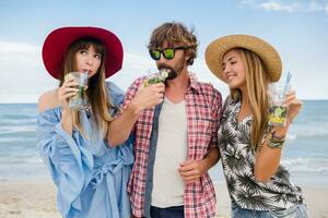 young hipster company of friends on vacation photo