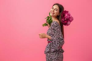 woman style on pink background photo