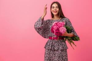 woman style on pink background photo