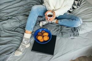 young woman in winter morning photo