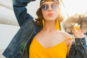 woman in yellow dress summer street style photo