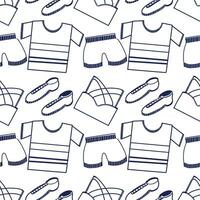 Seamless pattern drawn in vector. Sportswear top, T-shirt, shorts. All elements are drawn in dark blue on the tablet. Suitable for printing on fabric, paper, decor and design. vector